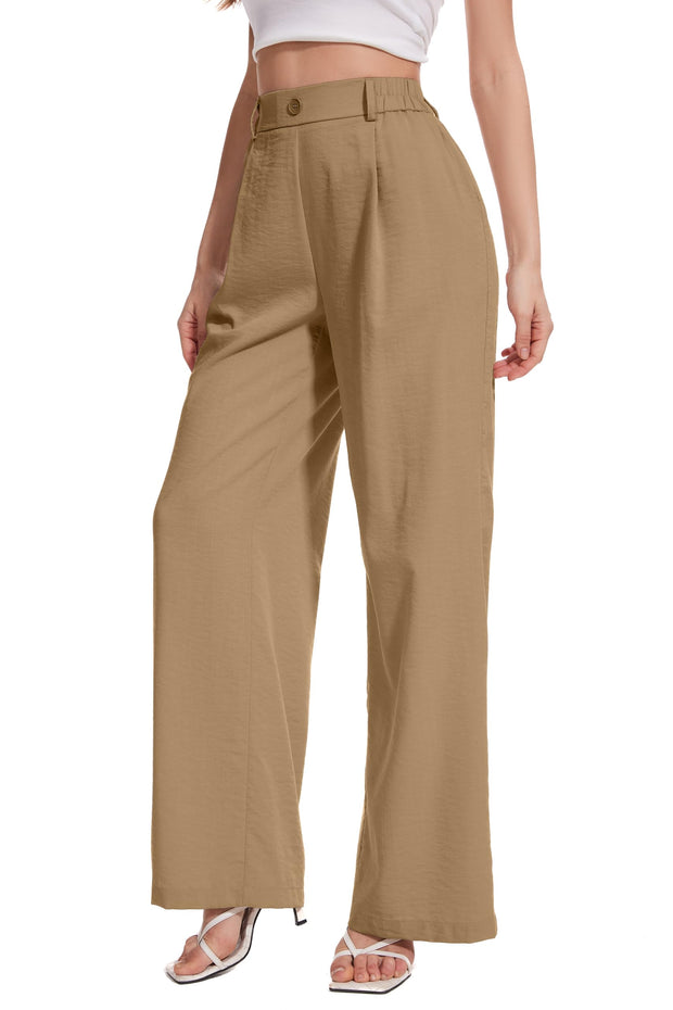 FUNYYZO Wide Leg Pants Women's High Elastic Waisted in The Back Business Work Trousers Long Straight Suit Pants