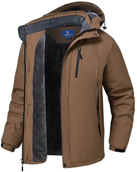 SPOSULEI Mens Skiing Jackets with Hoode Snowboarding Waterproof Fleece Liner Coats Windproof Winter Raincoat Multi Pockets