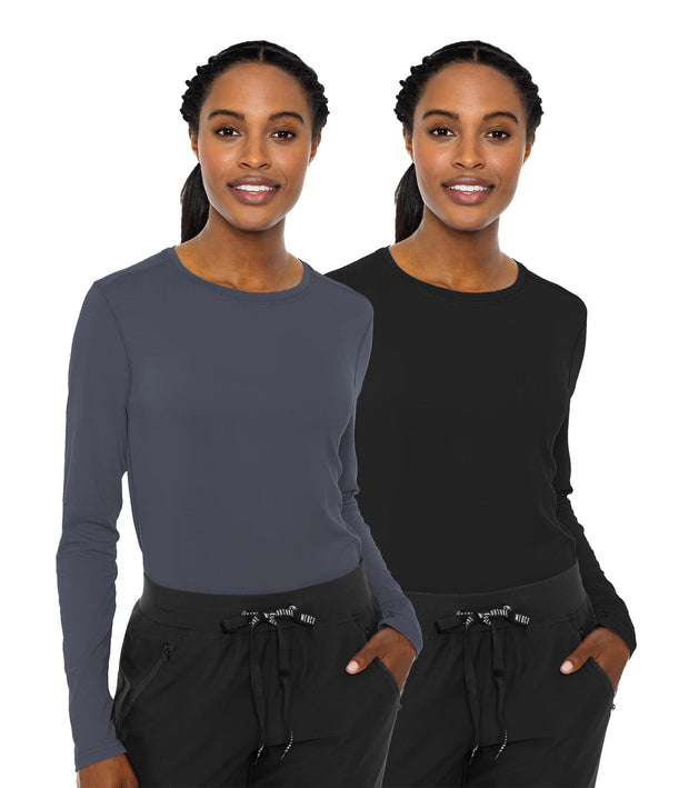 Med Couture Women's Underscrub Top Long Sleeve Performance Knit Tee, 360° Stretch, Lightweight & Ultra Soft Fabric - MC8499