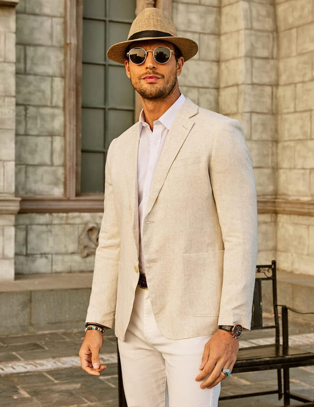 PJ Paul Jones Men's Slim Fit Lightweight Linen Jacket Tailored Blazer Sport Coat