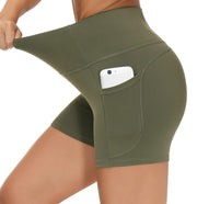 THE GYM PEOPLE Women's High Waist Workout Shorts Breathable Dolphin Split Elastic Lounge Yoga Shorts