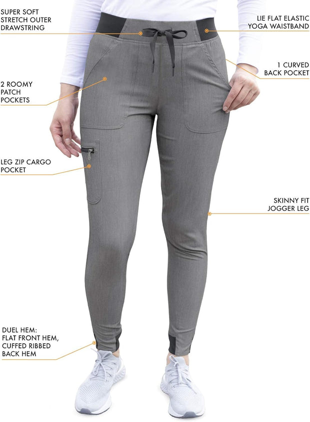 Adar Pro Movement Booster Scrub Set for Women - Sweetheart V-Neck Scrub Top & Yoga Jogger Scrub Pants