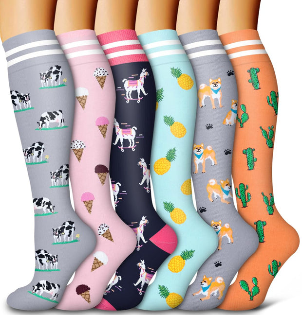 6 Pack Copper Compression Socks for Women and Men Circulation-Best Support for Medical, Running,Nursing,Athletic