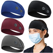 ABAMERICA Headbands with Button for Mask, Wide Nurses Headbands Non Slip Elastic Ear Protection for Women Men Doctors Sweatband Headband (BUTTON- 1 PACK COLOR05)