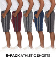 5 Pack: Men's Dry-Fit Sweat Resistant Active Athletic Performance Shorts
