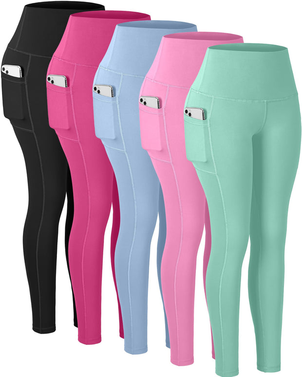CHRLEISURE Leggings with Pockets for Women, High Waisted Tummy Control Workout Yoga Pants