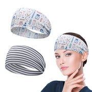 ABAMERICA Headbands with Button for Mask, Wide Nurses Headbands Non Slip Elastic Ear Protection for Women Men Doctors Sweatband Headband (BUTTON- 1 PACK COLOR05)