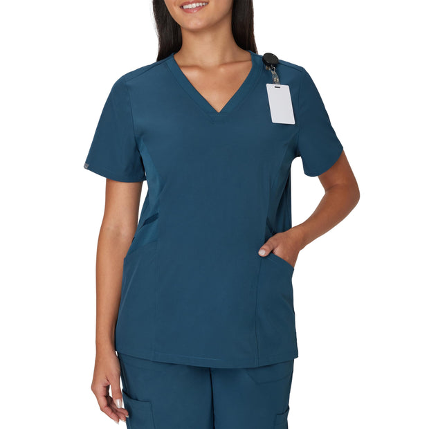 Hanes Women's Scrubs Healthcare Top, Moisture-Wicking Stretch Scrub Shirts, Ribbed Side Panels