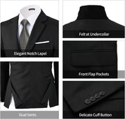 WEEN CHARM Men's Suits Slim Fit,3 Piece Suit for Men,2 Button Blazer Jacket Vest Pants with Tie,Men Tuxedo Suit Set