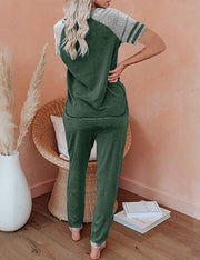 AUTOMET Lounge Sets For Women Two Piece Outfits Loungewear Short Sleeve Crewneck Jogger Pajama Set Sweatpants Tracksuit
