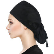 QBA Adjustable Working Cap with Button, Satin-Lined Hat, Cotton Working Hat Sweatband, Elastic Tie Back Hats Unisex