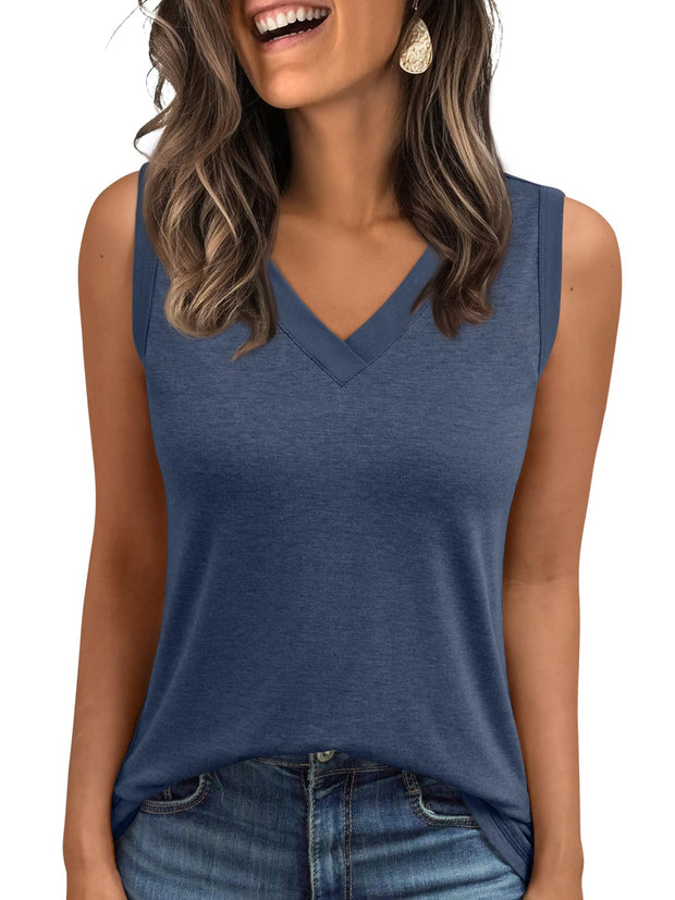 AUTOMET Tank Top Women Summer 2025 Casual Spring V Neck Sleeveless Tee Shirt Basic Trendy Beach Vacation Outfits Clothes
