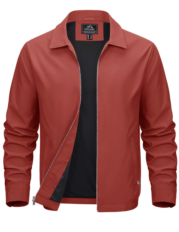 MAGCOMSEN Men's Lightweight Jackets Full Zip Up Light Coat Laydown Collar Jacket Casual Windbreaker Jacket with Zip Pockets