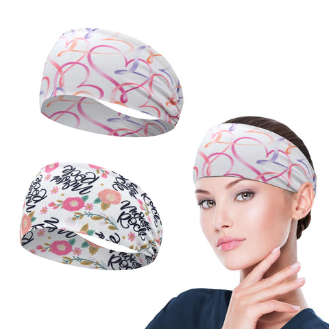ABAMERICA Headbands with Button for Mask, Wide Nurses Headbands Non Slip Elastic Ear Protection for Women Men Doctors Sweatband Headband (BUTTON- 1 PACK COLOR05)