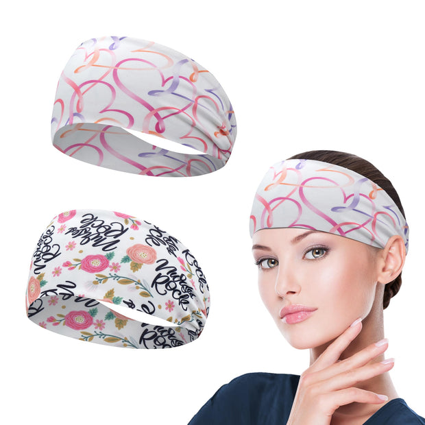 ABAMERICA Headbands with Button for Mask, Wide Nurses Headbands Non Slip Elastic Ear Protection for Women Men Doctors Sweatband Headband (BUTTON- 1 PACK COLOR05)
