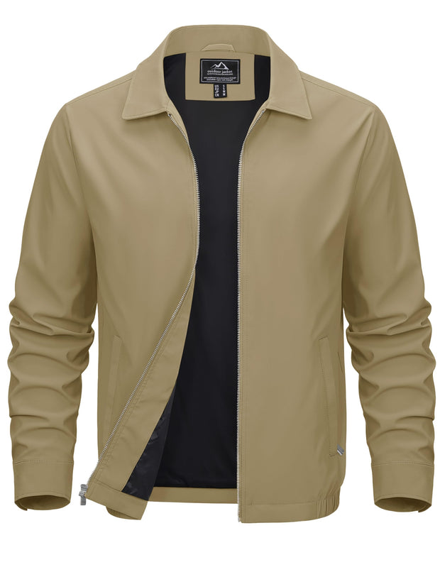 MAGCOMSEN Men's Lightweight Jackets Full Zip Up Light Coat Laydown Collar Jacket Casual Windbreaker Jacket with Zip Pockets