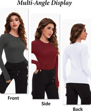 4 Pack Women’s Long Sleeve Basic Shirts Crew Neck Slim Fitted Compression Gym Workout Athletic Underscrubs Tops
