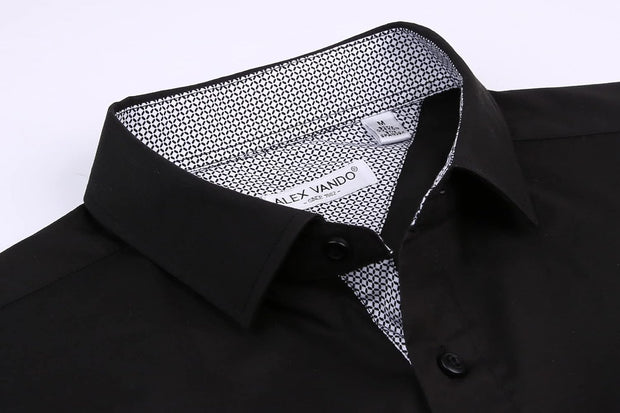 Alex Vando Mens Dress Shirts 4-Way Stretch Wrinkle Free Regular Fit Short Sleeve Men Button Down Shirt