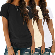 SUNBS Womens 3 Pack T-Shirts Short Sleeve Summer Tops Fashion Basic Tees Comfy Casual Vacation Outfits Workout Clothes 2025