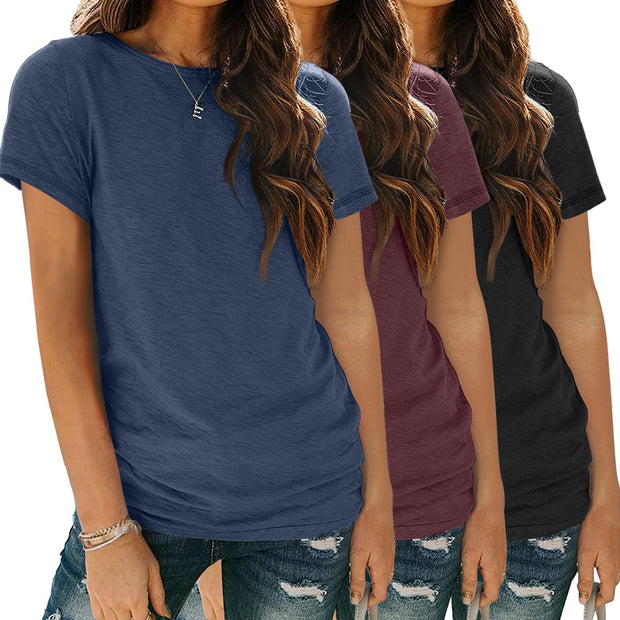 SUNBS Womens 3 Pack T-Shirts Short Sleeve Summer Tops Fashion Basic Tees Comfy Casual Vacation Outfits Workout Clothes 2025