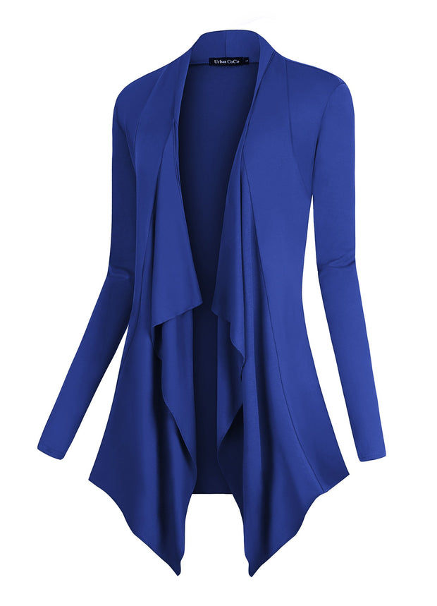 Urban CoCo Women's Drape Front Open Cardigan Long Sleeve Irregular Hem