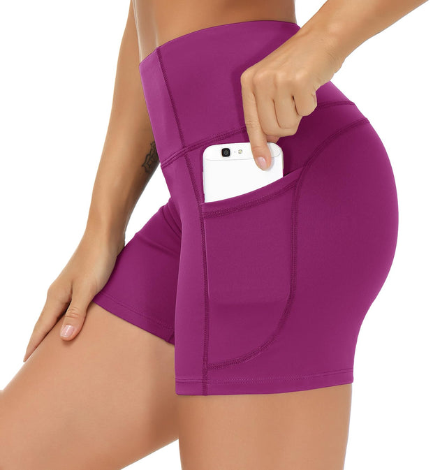 THE GYM PEOPLE Women's High Waist Workout Shorts Breathable Dolphin Split Elastic Lounge Yoga Shorts