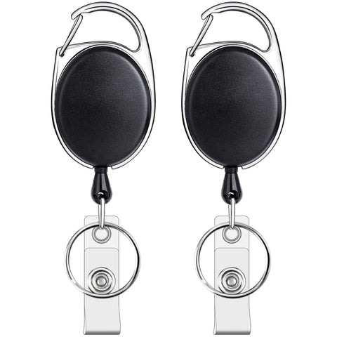 Teskyer Badge Reel, 5 Pack Retractable Badge Holders with Carabiner Belt Clip and Key Ring for ID Card Holder and Keychain