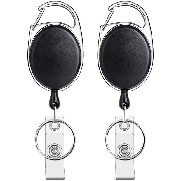 Teskyer Badge Reel, 5 Pack Retractable Badge Holders with Carabiner Belt Clip and Key Ring for ID Card Holder and Keychain