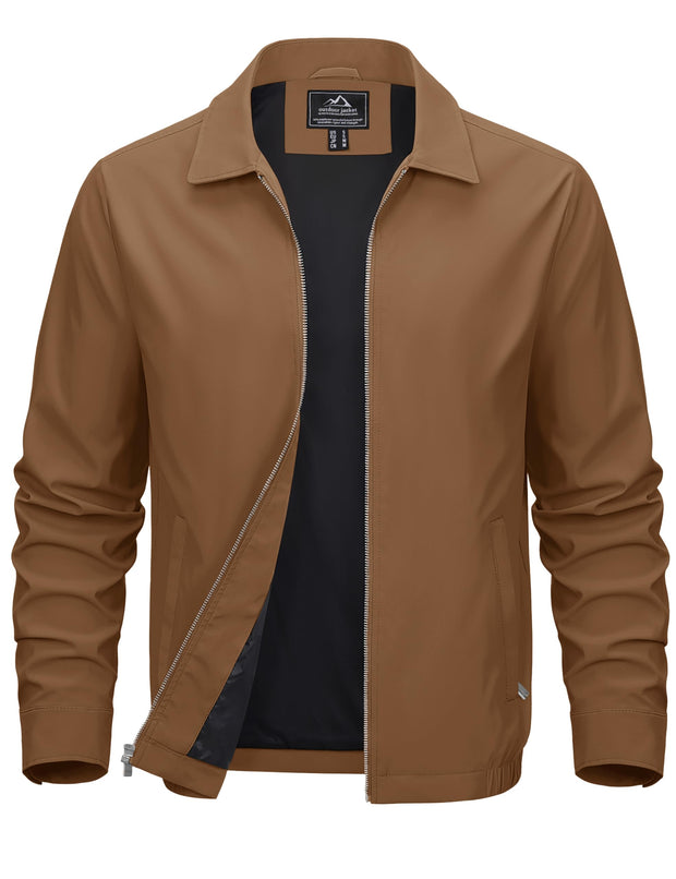 MAGCOMSEN Men's Lightweight Jackets Full Zip Up Light Coat Laydown Collar Jacket Casual Windbreaker Jacket with Zip Pockets