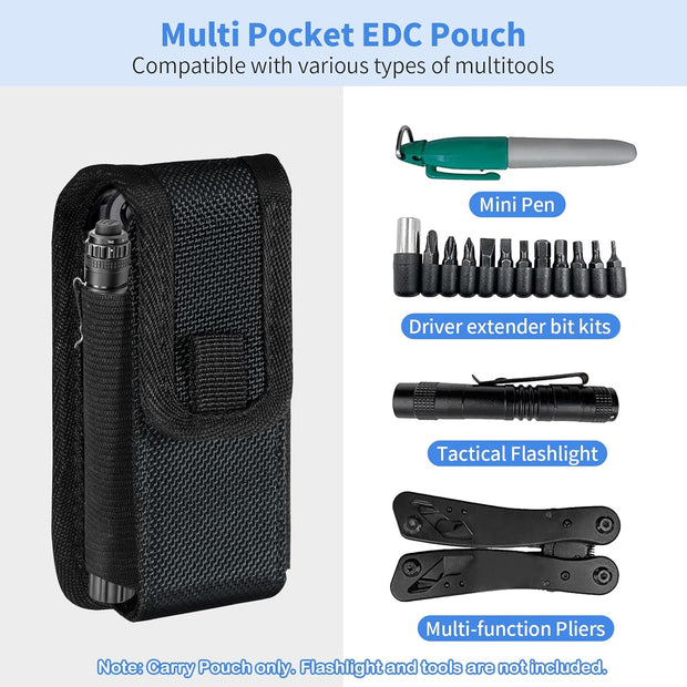 Kenobee Multitool Sheath EDC Pouch Compatible with Leatherman Wave Plus Wingman Surge Rebar, Multi-Purpose Belt Clip Tool Holder Bag, Utility Tactical Waist Pack Camping Hiking Pocket Organizer Case