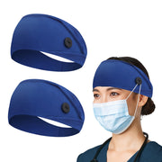 ABAMERICA Headbands with Button for Mask, Wide Nurses Headbands Non Slip Elastic Ear Protection for Women Men Doctors Sweatband Headband (BUTTON- 1 PACK COLOR05)