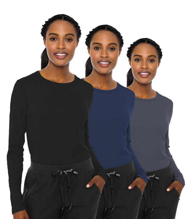 Med Couture Women's Underscrub Top Long Sleeve Performance Knit Tee, 360° Stretch, Lightweight & Ultra Soft Fabric - MC8499