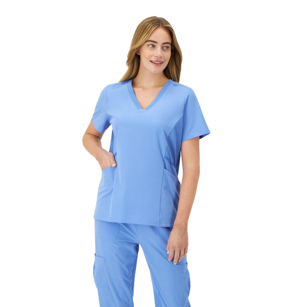 Hanes Women's Scrubs Healthcare Top, Moisture-Wicking Stretch Scrub Shirts, Ribbed Side Panels