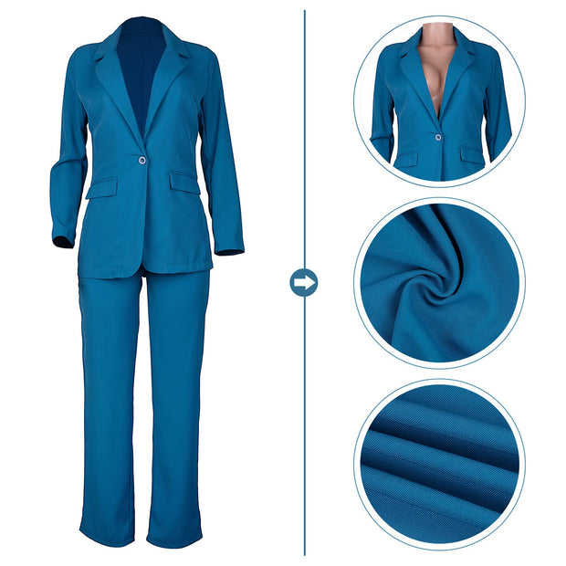 HuiSiFang Womens Fall Fashion 2 Piece Blazer Sets Open Front Blazers and Slim Fit Pants Suits Set