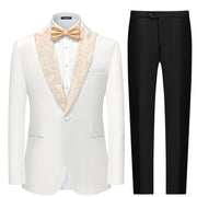 MAGE MALE Men's 2 Piece Suit One Button Slim Fit Formal Wedding Prom Tuxedo Suits Blazer Pants with Bow Tie Set