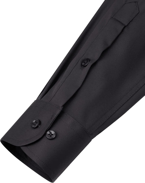 Alimens & Gentle Men's Dress Shirts Long Sleeve Wrinkle-Free Stretch Shirts Solid Formal Button Down Shirt with Pocket