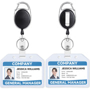 Teskyer Badge Reel, 5 Pack Retractable Badge Holders with Carabiner Belt Clip and Key Ring for ID Card Holder and Keychain