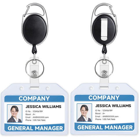 Teskyer Badge Reel, 5 Pack Retractable Badge Holders with Carabiner Belt Clip and Key Ring for ID Card Holder and Keychain