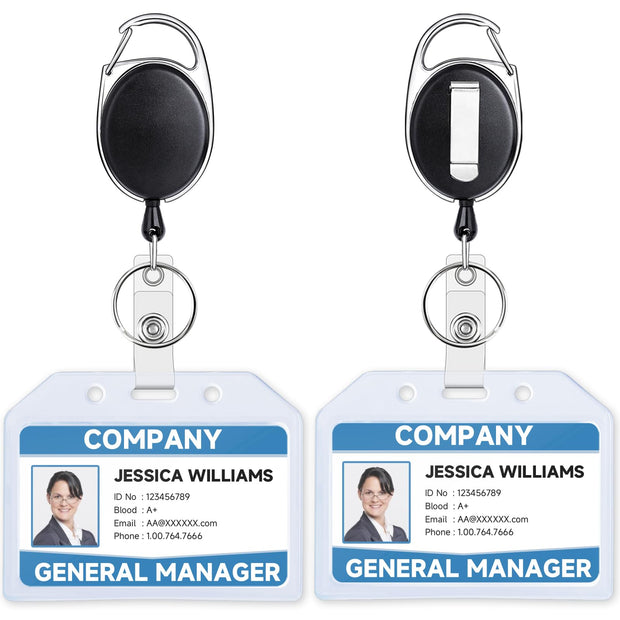 Teskyer Badge Reel, 5 Pack Retractable Badge Holders with Carabiner Belt Clip and Key Ring for ID Card Holder and Keychain