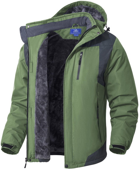 SPOSULEI Mens Skiing Jackets with Hoode Snowboarding Waterproof Fleece Liner Coats Windproof Winter Raincoat Multi Pockets