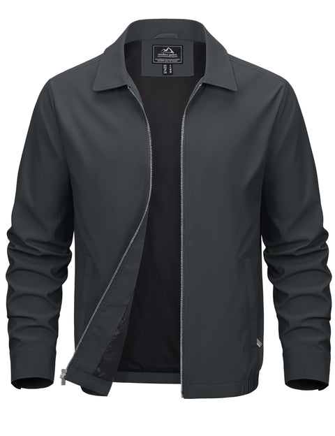 MAGCOMSEN Men's Lightweight Jackets Full Zip Up Light Coat Laydown Collar Jacket Casual Windbreaker Jacket with Zip Pockets