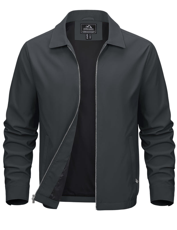MAGCOMSEN Men's Lightweight Jackets Full Zip Up Light Coat Laydown Collar Jacket Casual Windbreaker Jacket with Zip Pockets