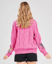 Women's Cable Knit Long Sleeve Open Front Cardigan Sheep V-Neck Button Down Embroidery Wool Blend Sweater Coat Outwear