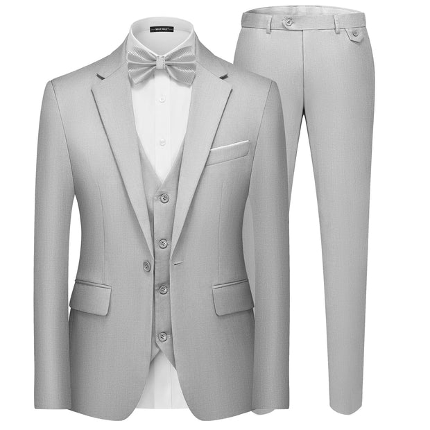 MAGE MALE Men's 3 Pieces Suit Elegant Solid One Button Slim Fit Single Breasted Party Blazer Vest Pants Set