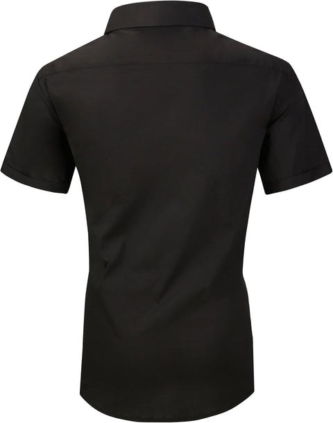 Alex Vando Mens Dress Shirts 4-Way Stretch Wrinkle Free Regular Fit Short Sleeve Men Button Down Shirt