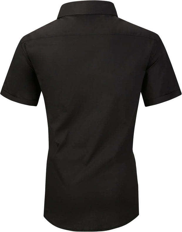 Alex Vando Mens Dress Shirts 4-Way Stretch Wrinkle Free Regular Fit Short Sleeve Men Button Down Shirt