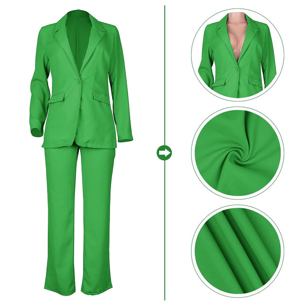HuiSiFang Womens Fall Fashion 2 Piece Blazer Sets Open Front Blazers and Slim Fit Pants Suits Set