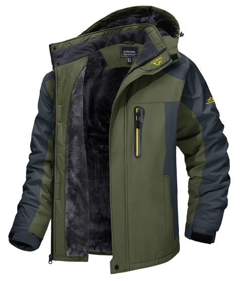 TACVASEN Men's Winter Ski Jacket Waterproof Snow Coats Snowboard Fleece Lining Jacket Warm Parka with Hooded
