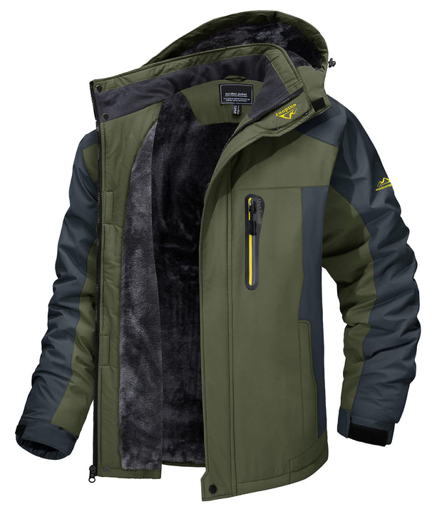 TACVASEN Men's Winter Ski Jacket Waterproof Snow Coats Snowboard Fleece Lining Jacket Warm Parka with Hooded