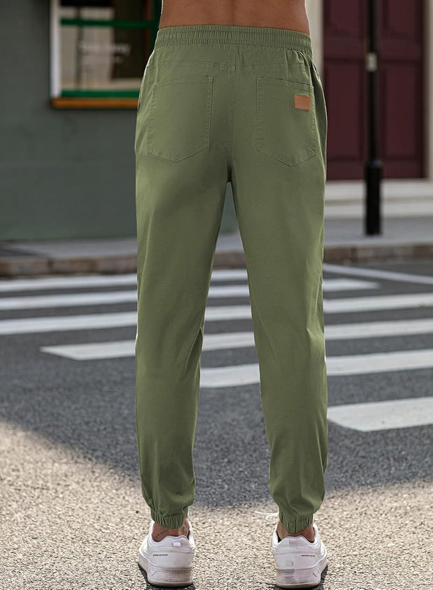 JMIERR Mens Casual Joggers Pants - Cotton Drawstring Chino Cargo Pants Hiking Outdoor Twill Track Jogging Sweatpants Pants